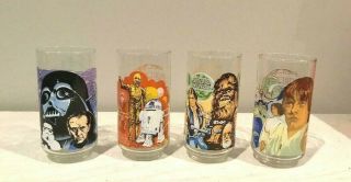 Set Of Four Star Wars Burger King Glasses 1977