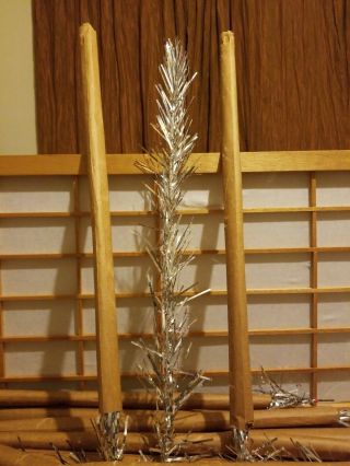Vintage Aluminum Silver Tinsel Christmas Tree Branches In Brown Wrapper - 38