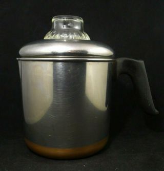 Vintage Revere Ware Copper Clad Stainless Steel 4 Cup Percolator Coffee Pot Euc