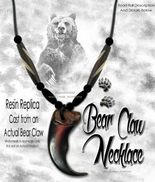 - Rugged Grizzly Bear Claw Necklace Wild Mountain Man Rendezvous G5 