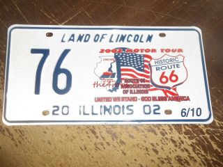 Vintage Illinois Route 66 Embossed Metal License Plate 2002