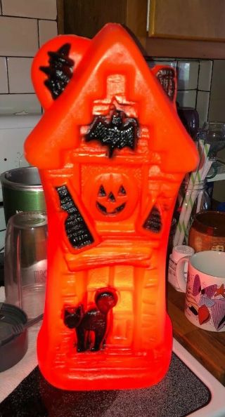 Vintage 16” General Foam Halloween Haunted House Lighted Blow Mold Black Cat