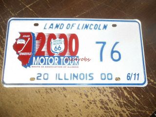 Vintage Illinois Route 66 Embossed Metal License Plate 2000
