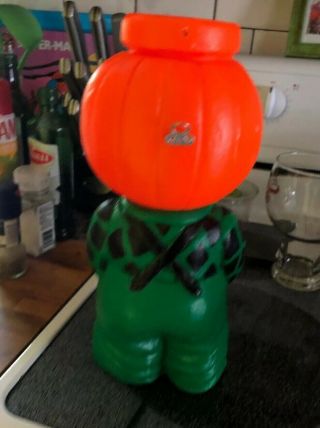 Vintage 14” Halloween Mr.  Blinky Pumpkin Head Scarecrow Lighted Blow Mold Light 6