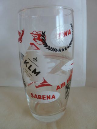 Airlines Souvenir Drinking Glass - Twa - Air France - Sabena - Klm - Swissair - National
