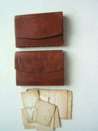 2 Antique 1878 & 1879 Leather Diaries From Carthage,  Ny Area W/ Some Old Papers