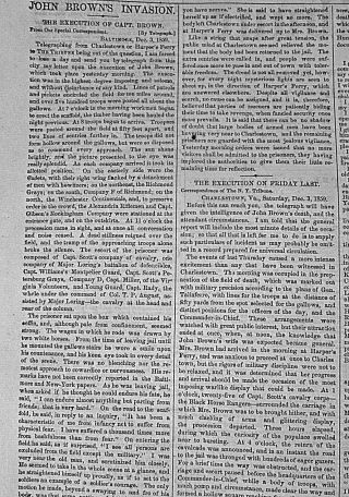 John Brown Execution Indepth Descriptions 1859 Newspaper Washington Irving Death