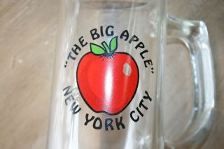 Vintage The Big Apple York City Ny Tall Glass Beer Mug Cup