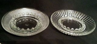 Set Of 2 Vintage Cut Glass Round Ashtray 6 " Hobnail
