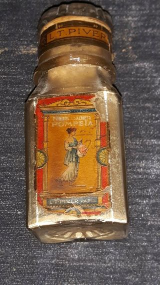 Vintage Perfume L.  T Piver Paris Powder Talc Glass Locking Lid