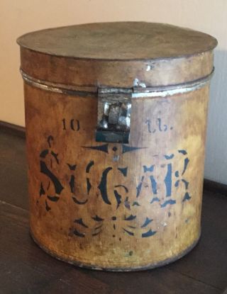 Old Vtg Antique Tin Metal Sugar Canister Can Kitchen Storage Decor Kitchenware