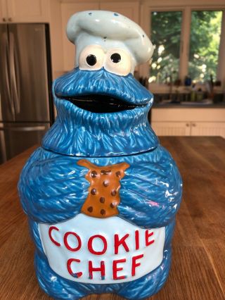 Vintage Cookie Monster Cookie Chef Very Rare Cookie Jar Muppets Inc.  Demand,  Ky