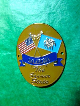 The Sooner State & Us Flags Hiking Medallion Oklahoma Travel Souvenir (h99)