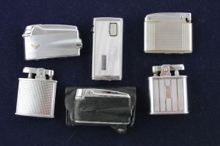 6 X Vintage Ronson Cigarette Lighters Inc.  Whirlwind,  Varaflame Electronic Etc