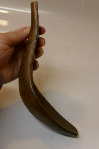 Alaskan Eskimo / Inuit Carved Wood Spoon / Small Ladle - 9.  25 