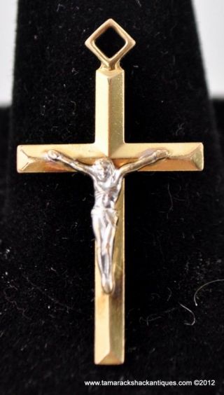 Vtg 1/20 14k Gold Filled Jesus Christ On The Cross Pendant Christian 1 5/16 " L