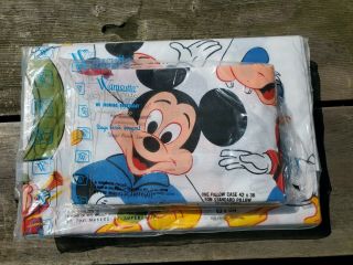 Nip Disney Wamsutta Mickey Mouse And Friends Vtg Twin Sheet Set 4 Piece