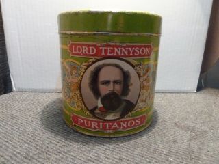 Lord Tennyson Cigars Tin Litho Humidor.  Rare