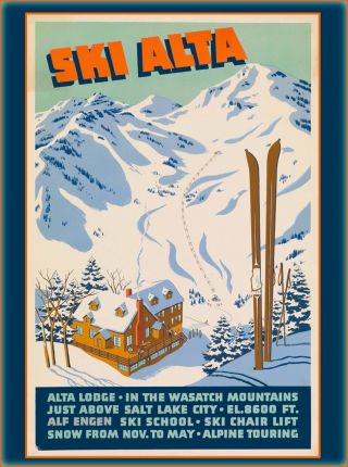 Ski Alta Salt Lake City Utah United States Vintage Travel Advertisement Poster