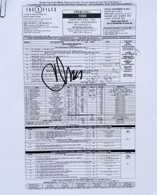 The X Files Crew Call Sheet Ep.  210 My Struggle Ivvsigned By Chris Carter