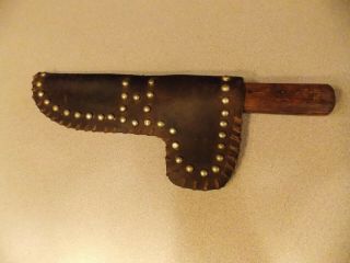 Antique Native American Leather Knife Sheath W/15 " 5 - Pin Butcher Skinning Knife
