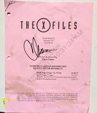 The X Files Cevent Series Ii Ep.  210 My Struggle Iv Signed By Chris Carter