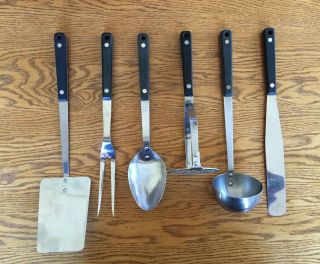 Vtg Flint Arrowhead Utensils Kitchen Tools 6 Pc Set Spatula,  Masher,  Fork,  Etc