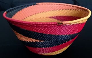 Basket Bowl Hand Craft Zulu Telephone Copper Wire South Africa Handmade Woven