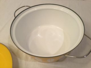 CATHRINEHOLM Lotus Enamelware Covered Pot pan lid CASSEROLE YELLOW WHITE 10” 6