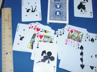 Vintage 1973 Playboy Brand Playing Cards AK 7206 Limited Blue 55 Cards EUC 3
