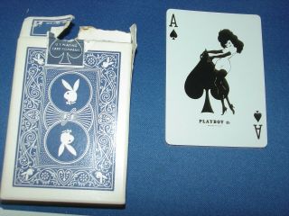 Vintage 1973 Playboy Brand Playing Cards AK 7206 Limited Blue 55 Cards EUC 4