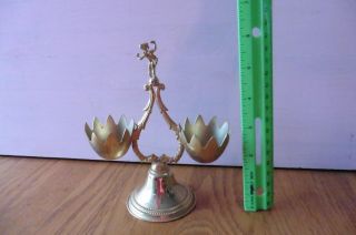 Double Egg Holder Gold tone Made in Italy angel cherub topper vintage 2 cups 2
