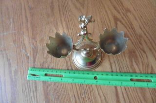 Double Egg Holder Gold tone Made in Italy angel cherub topper vintage 2 cups 5