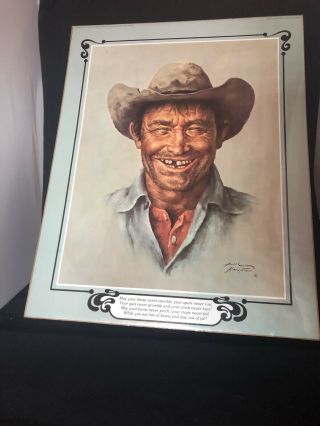 Bill Hampton Cowboy Print - Gap Toothed Cowboy - Western Vintage