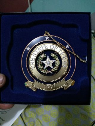1997 The State Of Texas Seal - Texas State Capitol Ornament - Box And Pamphlet
