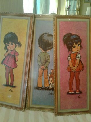 Set Of 3 Vintage Wall Plaques By Lee Of 3 Children