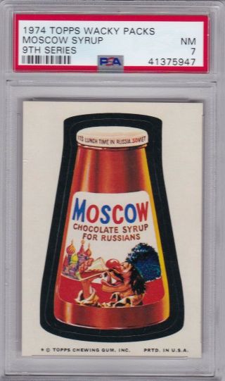 1974 Topps Wacky Packages Moscow Syrup Psa 7 Nm Series 9 Packs Centered