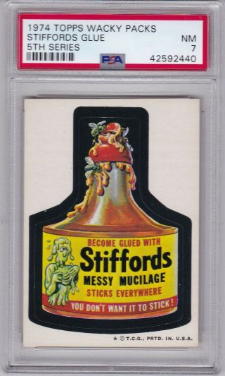 1974 Topps Wacky Packages Stiffords Glue Psa 7 Nm Series 5 Packs