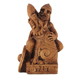 Seated Tyr Statue - Norse Viking God Figure Dryad Design Asatru Rune Statue