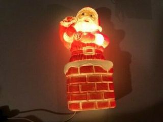 VINTAGE PLASTIC BLOW MOLD LIGHT UP SANTA CLAUS CHRISTMAS DECOR 1960s?Unmarked 2