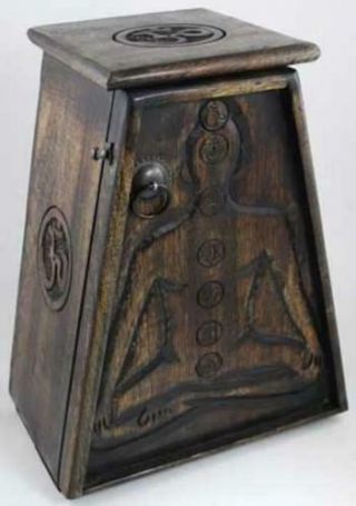 7 Chakra Herb Cupboard Wood Eastern Pagan Witches Chest Altar Storage Alchemy