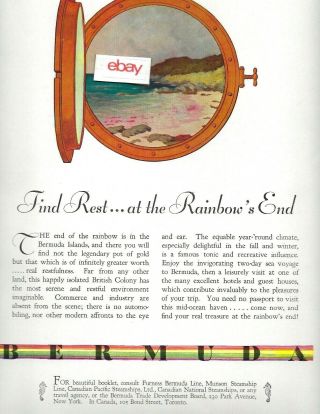 Bermuda Trade Development Board 1947 Find Rest At The Rainbows End By Ship Ad