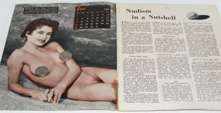Vintage 1963 Naturist Calendar Nudist Full Frontal Nudes Pin - Up Girls Swingers 2