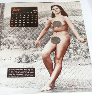 Vintage 1963 Naturist Calendar Nudist Full Frontal Nudes Pin - Up Girls Swingers 4
