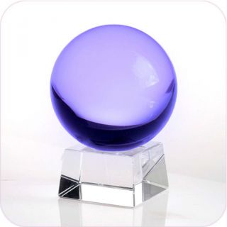 Purple (lavender) Crystal Ball 80mm 3 " With Angled Crystal Stand In Gift Box