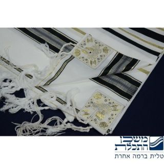 Kosher Tallit Talis Prayer Shawl 18 " X 73 " Made In Israel - Black/gold Size 18