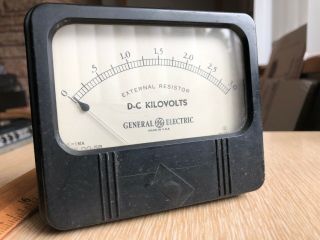Vintage 1940s General Electric 4.  5x4 " Broadcast Transmitter Dc Kv Panel Meter