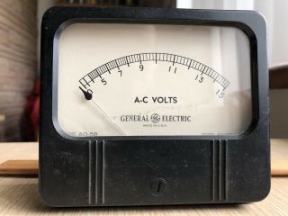 Vintage 1940s General Electric 4.  5x4 " Broadcast Transmitter Ac Volt Panel Meter