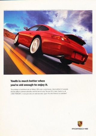 1998 1999 Porsche 911 Advertisement Print Art Car Ad K37