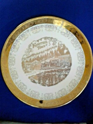 Frontier Town Montana.  Gold & Cream 8 Inch Plate.  Now Yellowstone